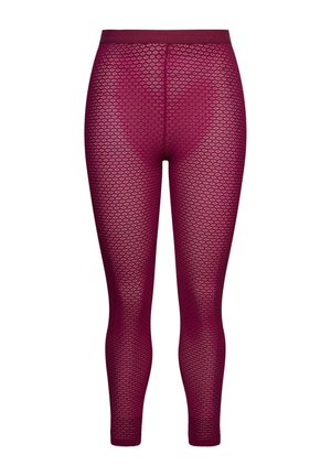 Leggings burdeos con un patrón de diamantes texturizado, cintura alta y diseño ajustado, que ofrecen un ajuste cómodo y transpirable.
