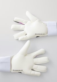 Baltos latekso vartininkų pirštinės su 4 mm puikia sukibimo galia, turi paminkštintus pirštus ir tekstūruotą paviršių. Su balta riešo juosta.