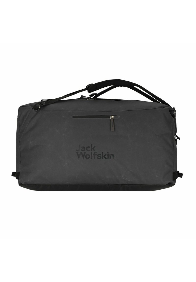 Zwarte sporttas gemaakt van duurzaam materiaal, met een ritsvak, een verstelbare schouderband en een groot hoofdcompartiment. Logo op de voorkant bedrukt.