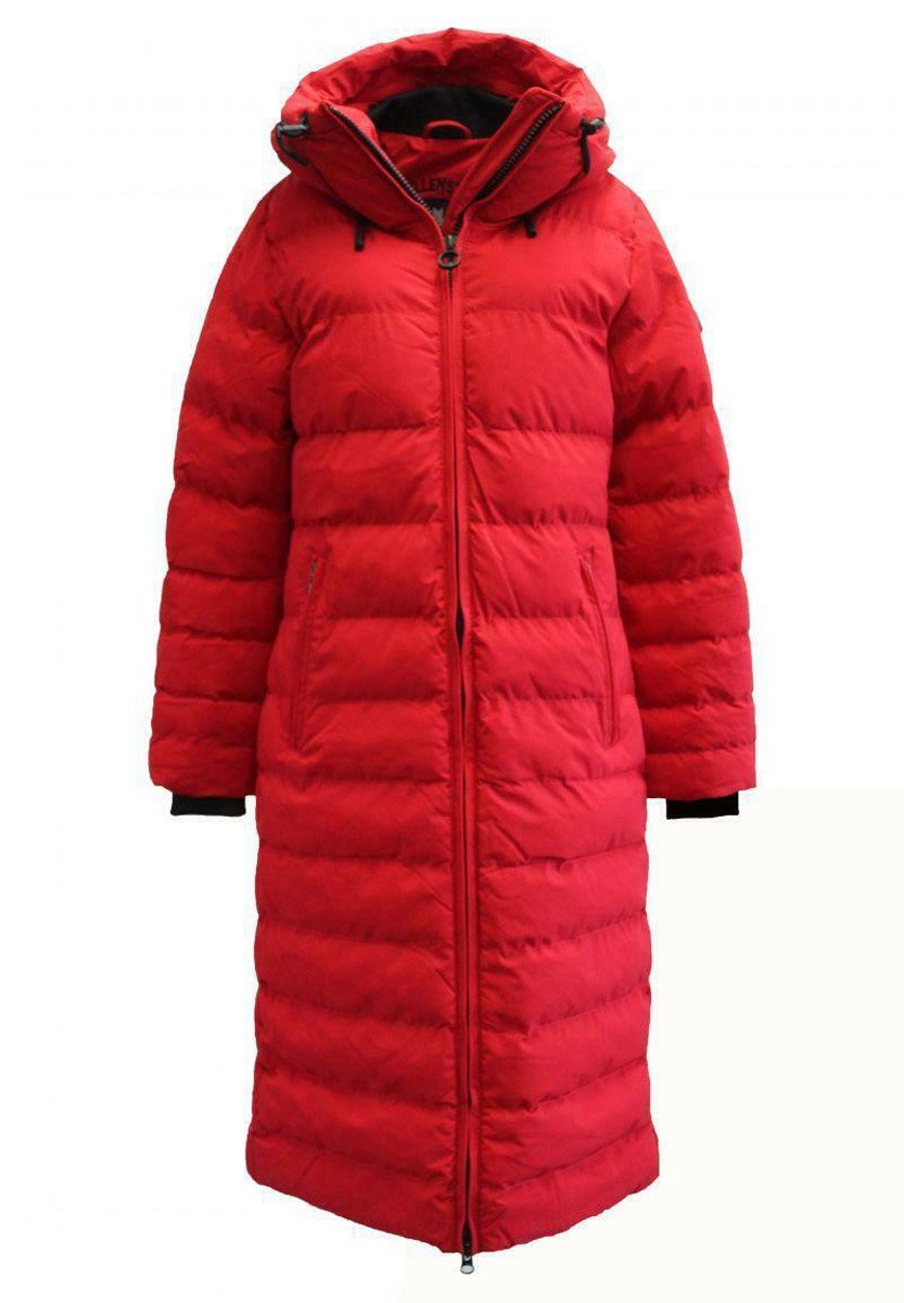 red long winter jacket