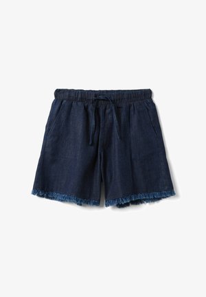 PIOMBO, DENIM SHORTS, REGULAR FIT WITH FRAYED HEM - Shorts vaqueros - denim blue