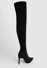 Stradivarius Kozačky na vysokém podpatku - black