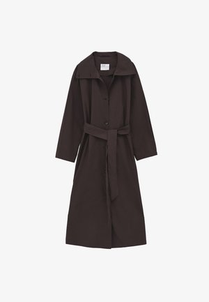 OXXO, BELTED LONG OVERSIZED TRENCH - Trench - chocolate brown