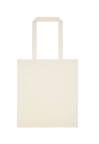 Torba tote z płótna w kolorze off-white, o prostokątnym kształcie, z dwiema solidnymi rączkami i gładką, jednolitą powierzchnią, bez dodatkowych wzorów czy ozdób.