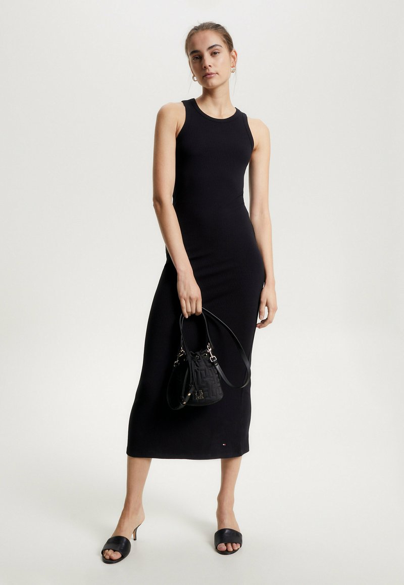 Tommy Hilfiger Women's Asymmetrical Solid Jersey Dress Black Size 12