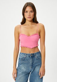 Koton Frill Detail Heart Shaped Strappy Tanktop - Toppi - pink
