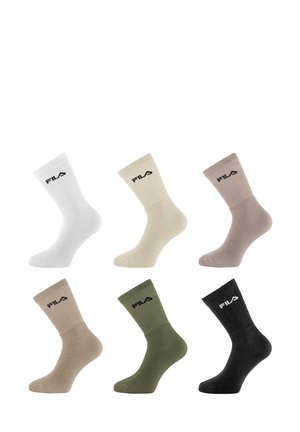 LOT DE 6 PAIRES NATURAL - Chaussettes - blanc beige sable marron clair/kaki noir