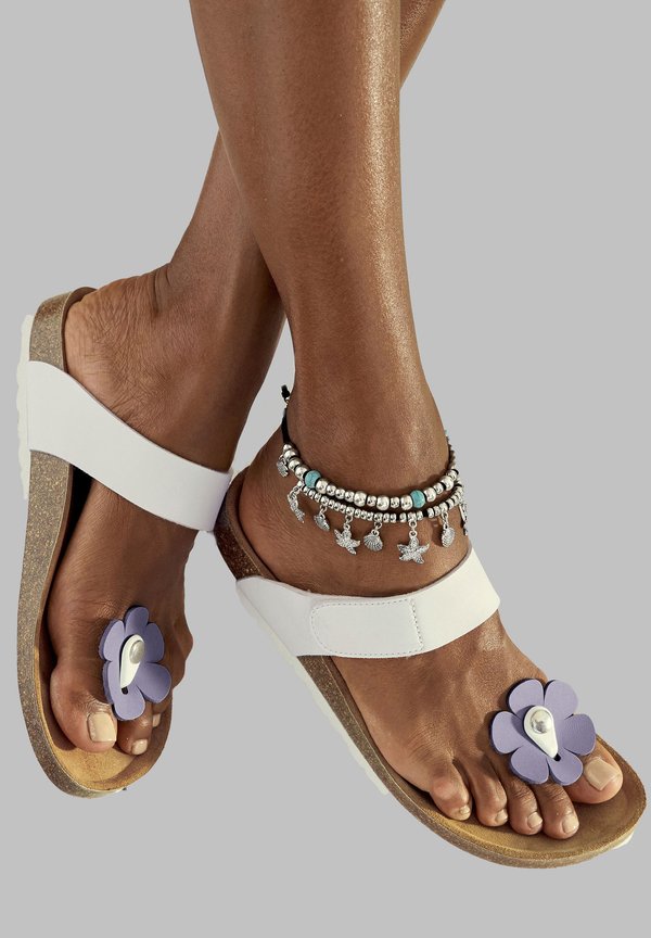 Fußkettchen - schwarz silberfarben türkis