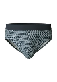 Herenonderbroeken met een blauw geometrisch patroon. Voorzien van een donkere tailleband, zachte textuur en een aansluitend ontwerp. Geen extra hardware.