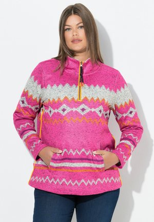 NORWEGER - TROYERKRAGEN LANGARM - Pullover - neon pink