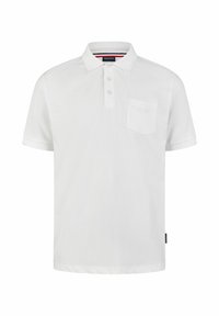 Witte polo shirt van katoen, met een kraag, drie knopen en een borstzak. Subtiele logo op de zak, korte mouwen en rechte zoom.