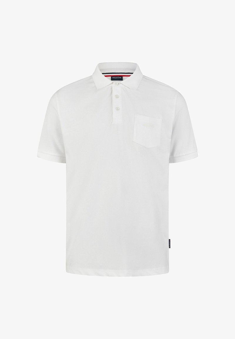 Witte polo shirt van katoen, met een kraag, drie knopen en een borstzak. Subtiele logo op de zak, korte mouwen en rechte zoom.