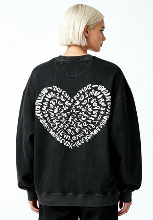 CORAZON EMBROIDERY UNISEX OVERSIZE - Sweatshirt - washed black