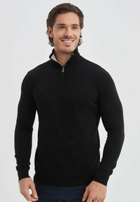 COL À ZIP - Pullover - noir