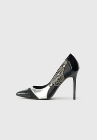 High Heel Pumps - snake/black/silver-coloured