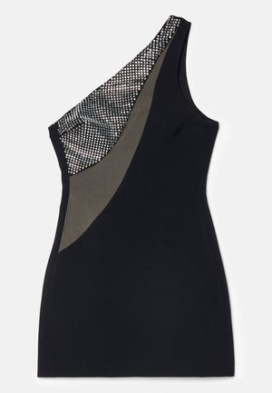 David Koma CRYSTAL NET PANEL ONE SHOULDER MINI DRESS - Robe de soirée - black/silver