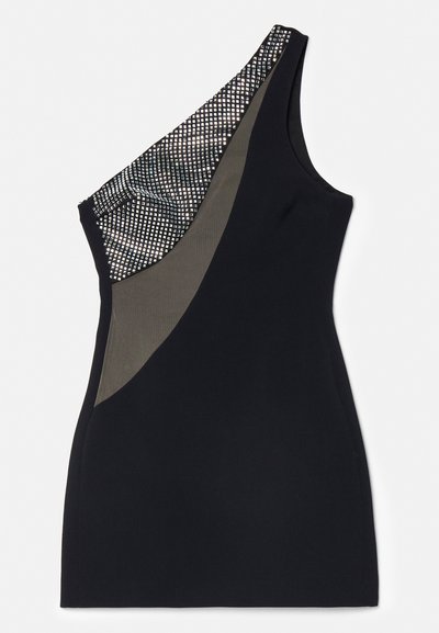 David Koma CRYSTAL NET PANEL ONE SHOULDER MINI DRESS - Koktel haljina / svečana haljina - black/silver