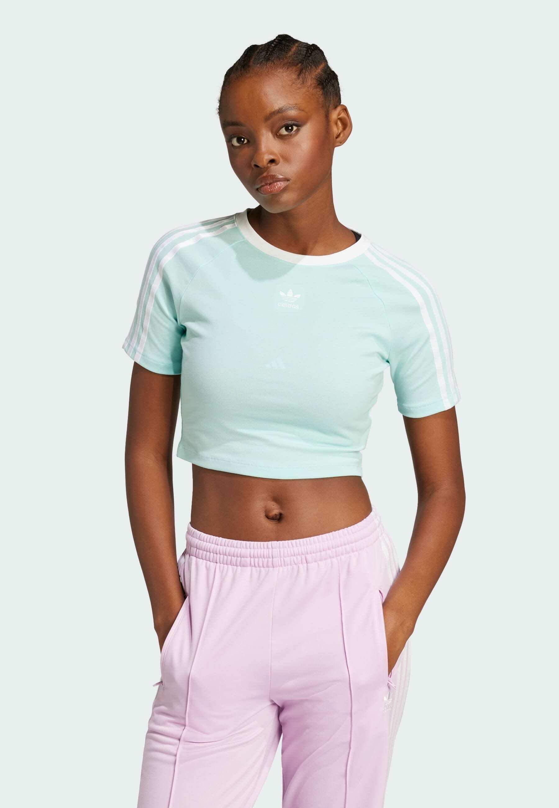★ adidas★ 3S Loose Crop Tee Semi Flash Aqua JC8152 adidas Originals 3-STRIPES BABY - Print T-shirt - semi flash