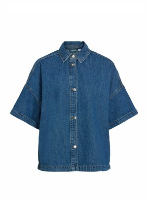 VILA, DENIM SHIRT VICREEK SHORT SLEEVED - Skjortebluser - medium blue denim