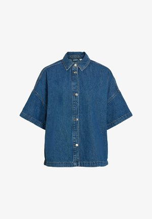 VILA, DENIM SHIRT VICREEK SHORT SLEEVED - Skjortebluser - medium blue denim