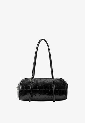 PULL&BEAR, CROCODILE EFFECT TEXTURE - SHOULDER BAG - Sac à main - black