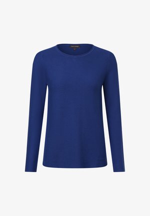 Langärmliges Hemd in Königsblau; aus strukturiertem Stoff, mit Rundhalsausschnitt und taillierter Silhouette ohne sichtbare Hardware.