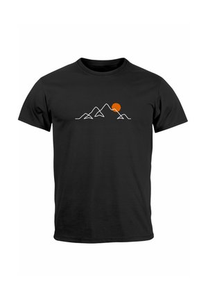 Neverless, LINE-ART BERGE WANDERN NATUR OUTDOOR FASHION STREETSTYLE - T-Shirt print - schwarz