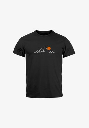 Neverless, LINE-ART BERGE WANDERN NATUR OUTDOOR FASHION STREETSTYLE - Print T-shirt - schwarz