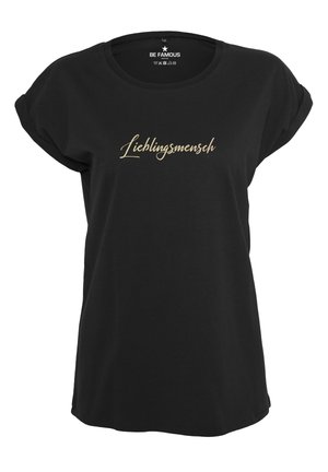 CLASSIC ROLL UP LIEBLING - Print T-shirt - shirt black print champagner pt