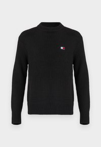 BADGE TEXTURED C NECK - Pulover - black