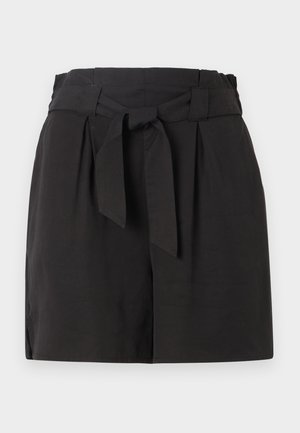 Sorte shorts med en brettet linning og en knyting. Laget av et glattere stoff med en skreddersydd kutt og sidelufte for ekstra komfort.