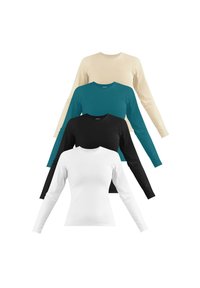 Normani 4 pack - Langarmshirt - weiß schwarz petrol beige