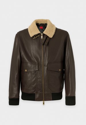 HUGO, LORANO - Veste en cuir - brown overflow