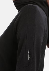 Felpa nera con cappuccio, caratterizzata da un tessuto strutturato, design aderente e logo "icebreaker" ricamato sulla manica.