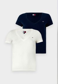 V NECK TEE 2 PACK - Lihtne T-särk - ecru/dark night navy