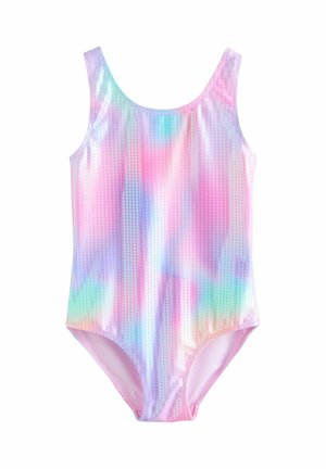 Costum de baie - pink rainbow foil sequin