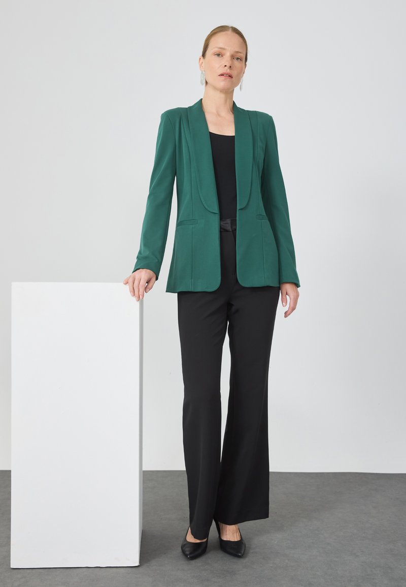 slim fit dress slacks I Mean Business Backless Blazer Dress Green