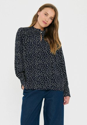 MALIKA - Bluse - nightsky creme drea dot