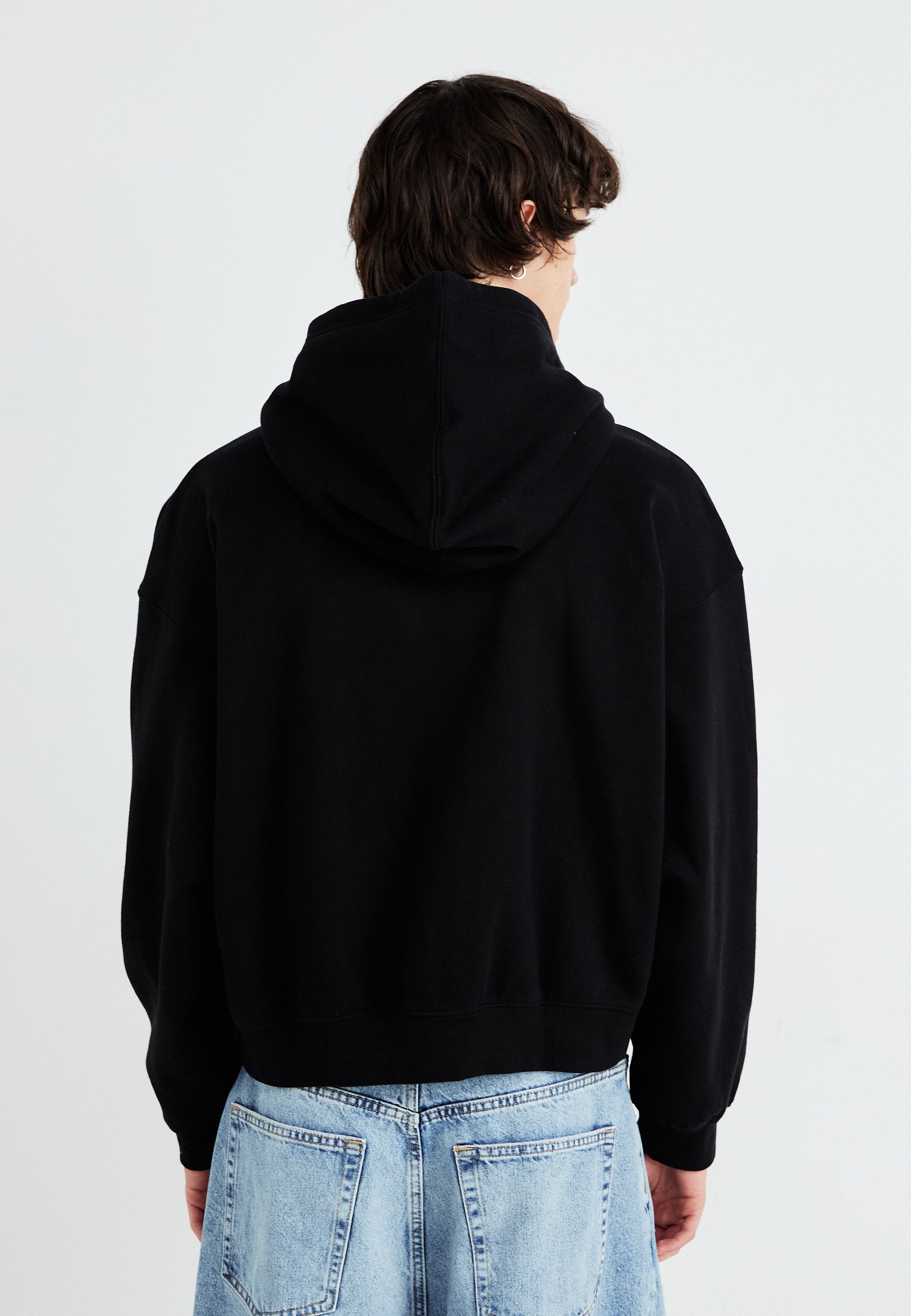 Weekday BOXY GRAPHIC ZIP HOODIE - Zip-up sweatshirt - black