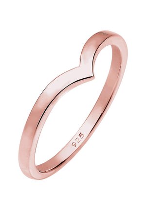 Fascia in argento sterling color oro rosa con un delicato motivo a onda, marchiata "925" all'interno, finitura lucida, anello dallo stile minimalista ed elegante.