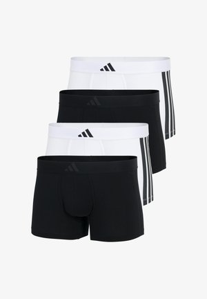 Vier Paare von Boxershorts in Schwarz und Weiß, mit einem weichen elastischen Bund mit Adidas-Logo und einem enganliegenden Design.