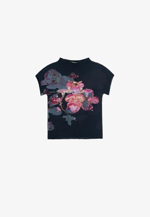 Desigual, PRINTED HIGH NECK BLOUSE - Tricou cu imprimeu - black
