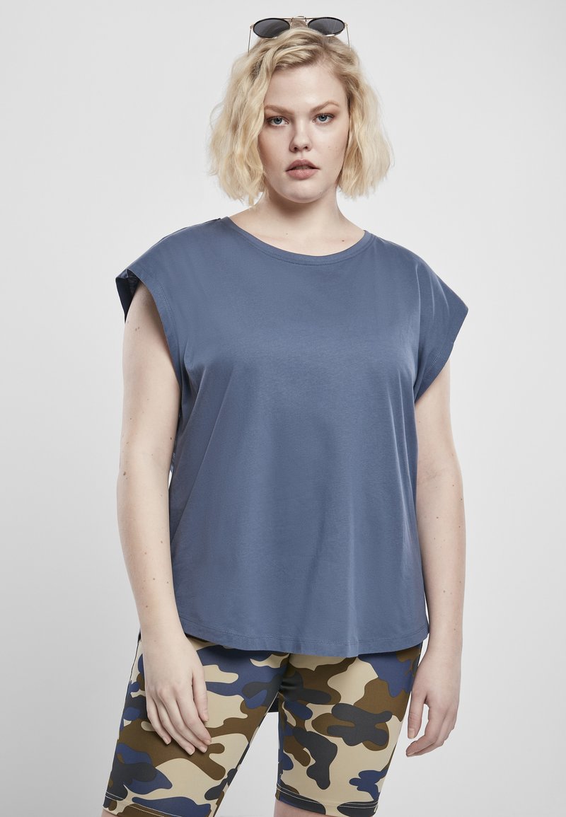 Urban Classics LADIES BASIC SHAPED TEE - Paprasti marškinėliai - vintageblue