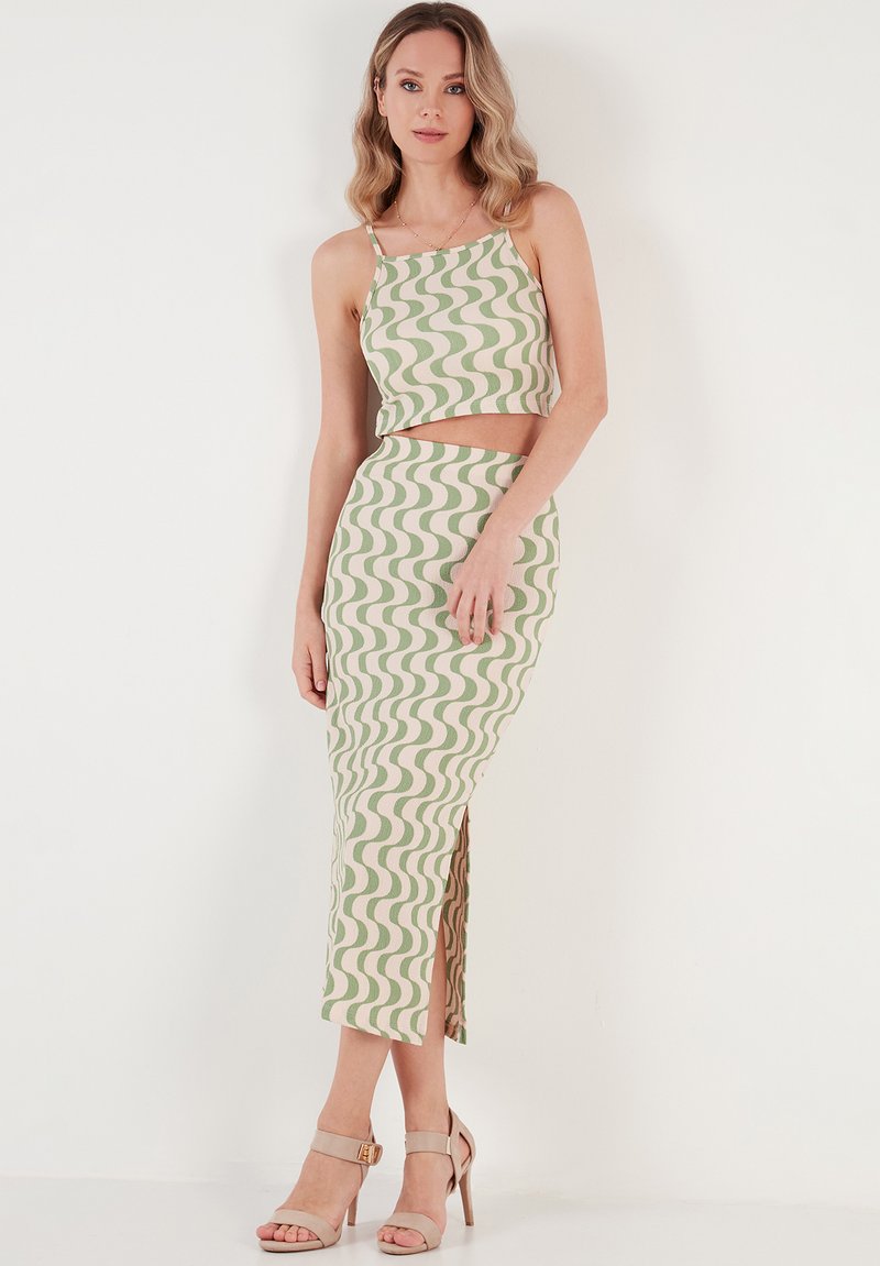 LELA SLIM FIT SET - Bluza - green white