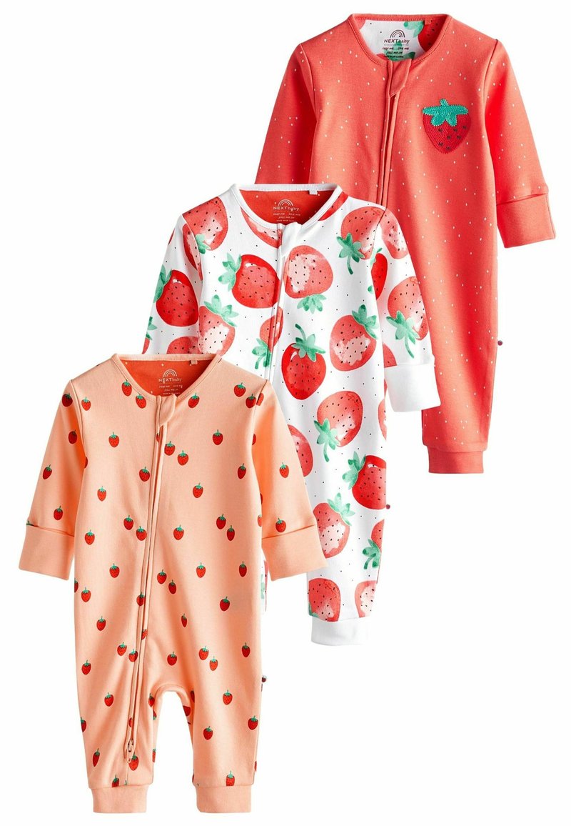 Next - FOOTLESS 3 PACK - Pyjamas - red strawberry, Förstora