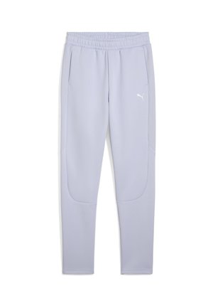 Pantaloni atletici gri deschis, confecționați dintr-un material neted. Caracteristici: buzunare laterale, talie elastică și un logo alb în față.