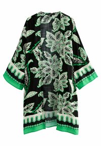 Unselected, black green leaf print
