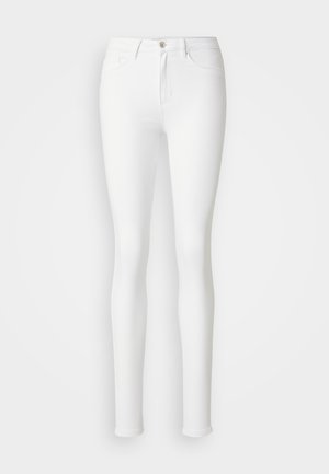 Witte skinny jeans gemaakt van rekbare katoenmix, met voorzakken, een ritssluiting en een enkele knoopsluiting.