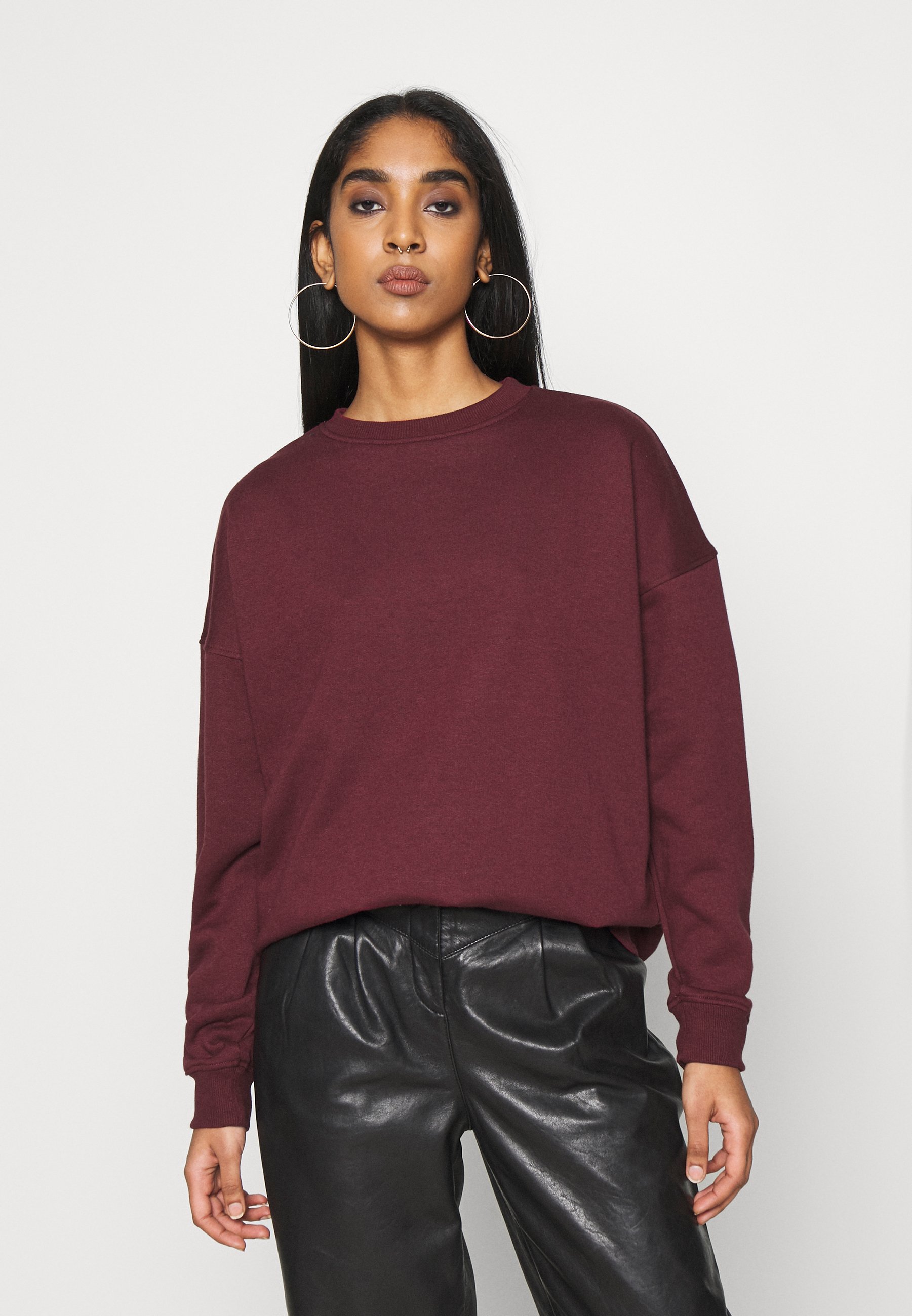 Missguided BASIC OVERSIZED - Sweatshirt - burgundy/bordeaux