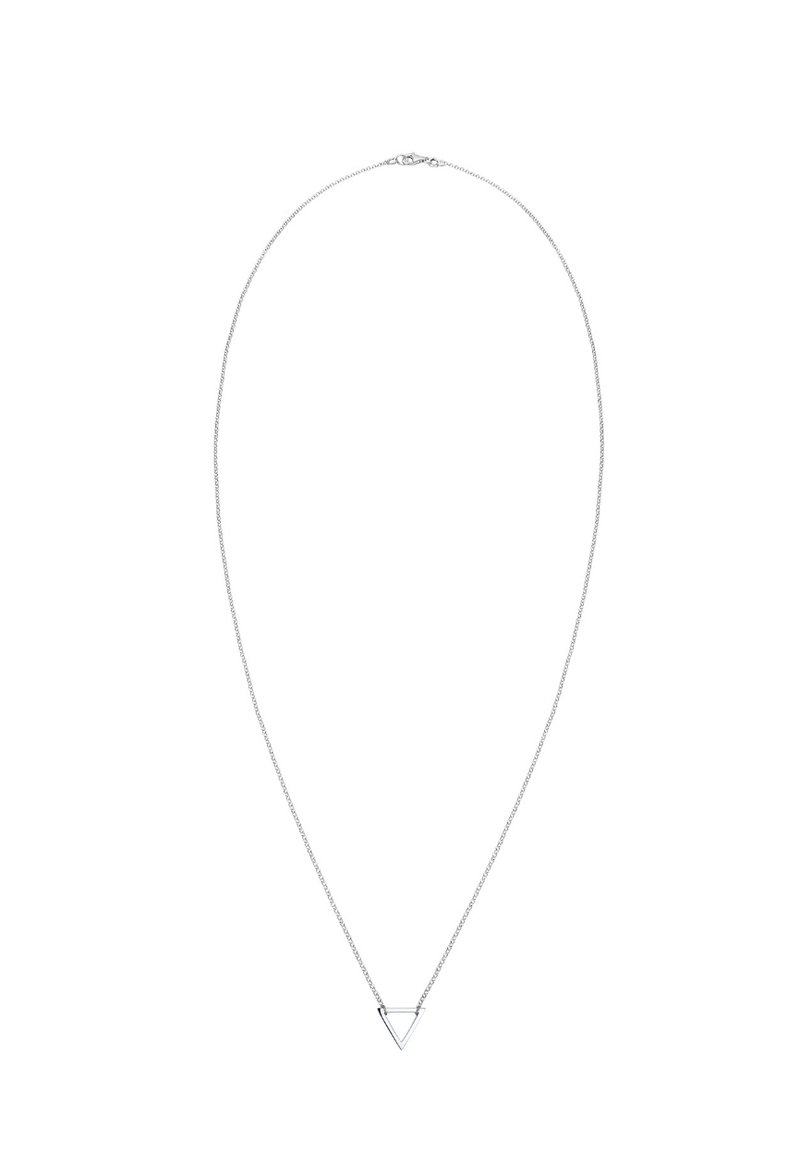 Sølv kædehalskæde med et minimalistisk trekantet vedhæng. Designet er elegant med en poleret finish og en delikat kæde.